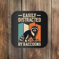 Easily Distracted by Raccoons Funny Animal Lover Gift Coaster thumb 0