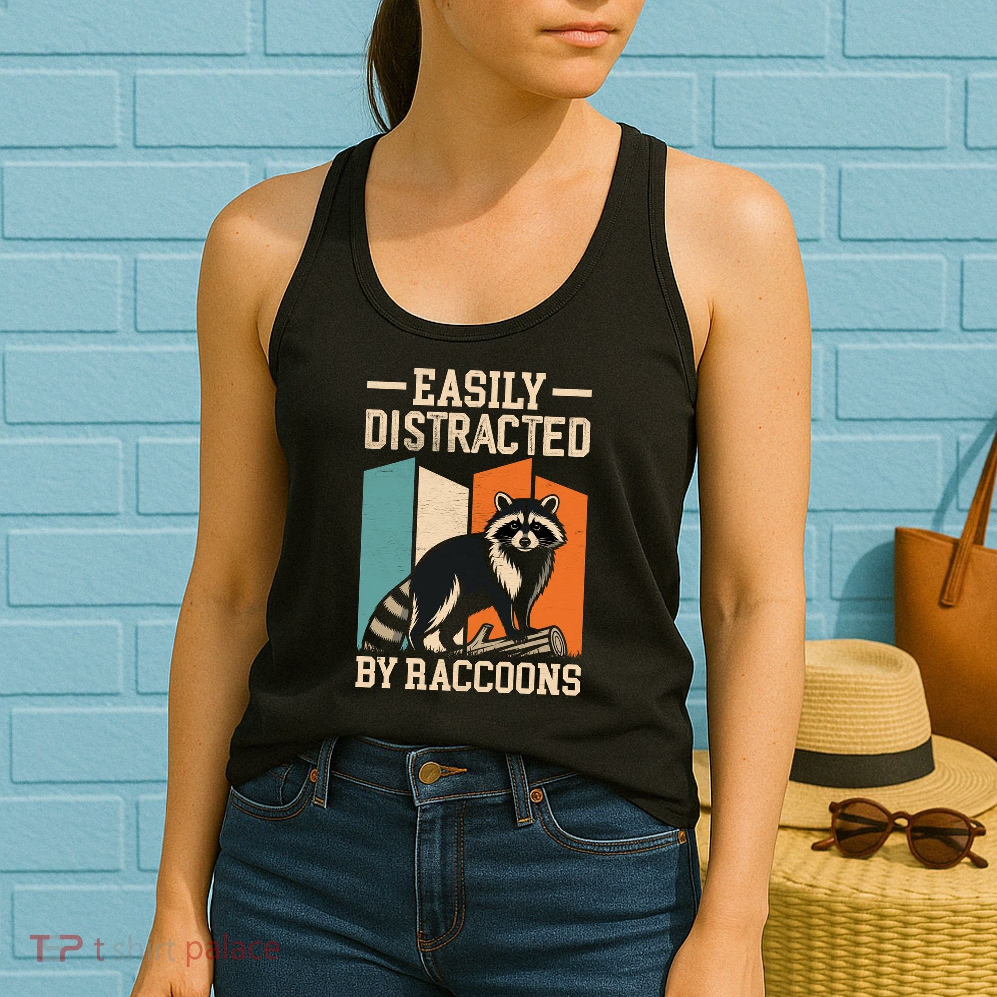 Easily Distracted by Raccoons Funny Animal Lover Gift Women's Tank Top