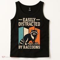 Easily Distracted by Raccoons Funny Animal Lover Gift Tank Top thumb 2