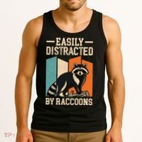 Easily Distracted by Raccoons Funny Animal Lover Gift Tank Top thumb 3