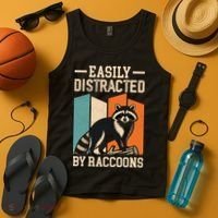 Easily Distracted by Raccoons Funny Animal Lover Gift Tank Top thumb 4