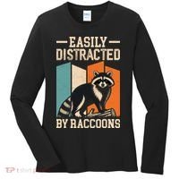 Easily Distracted by Raccoons Funny Animal Lover Gift Women's Long Sleeve Shirt thumb 0