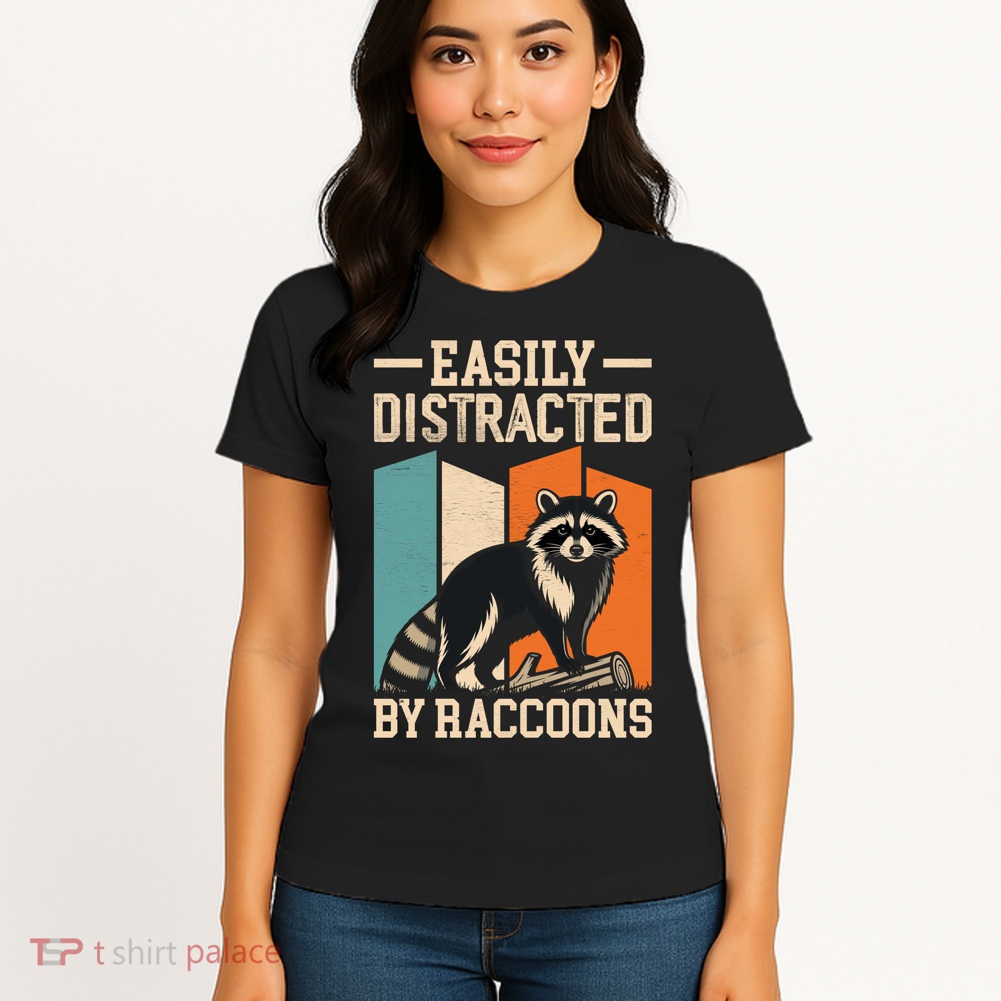 Easily Distracted by Raccoons Funny Animal Lover Gift Women's T-Shirt