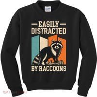 Easily Distracted by Raccoons Funny Animal Lover Gift Kids Sweatshirt thumb 0