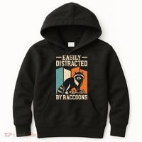Easily Distracted by Raccoons Funny Animal Lover Gift Kids Hoodie thumb 0