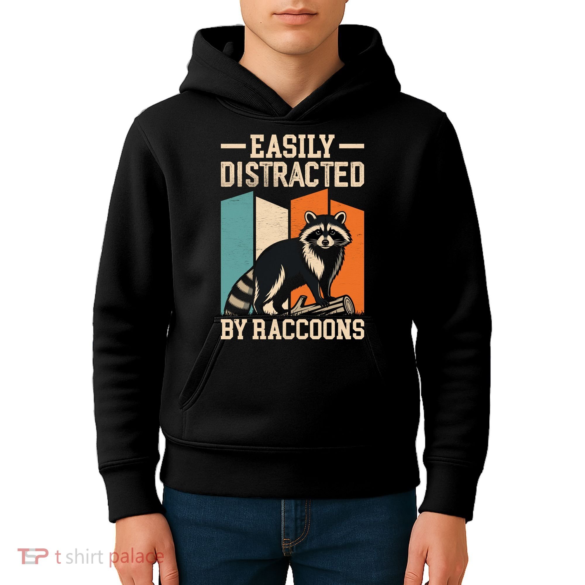 Easily Distracted by Raccoons Funny Animal Lover Gift Kids Hoodie