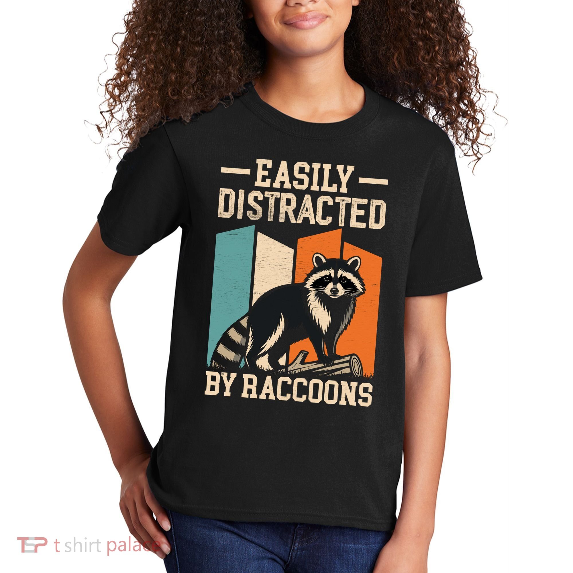 Easily Distracted by Raccoons Funny Animal Lover Gift Kids T-Shirt