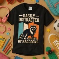 Easily Distracted by Raccoons Funny Animal Lover Gift Kids T-Shirt thumb 3