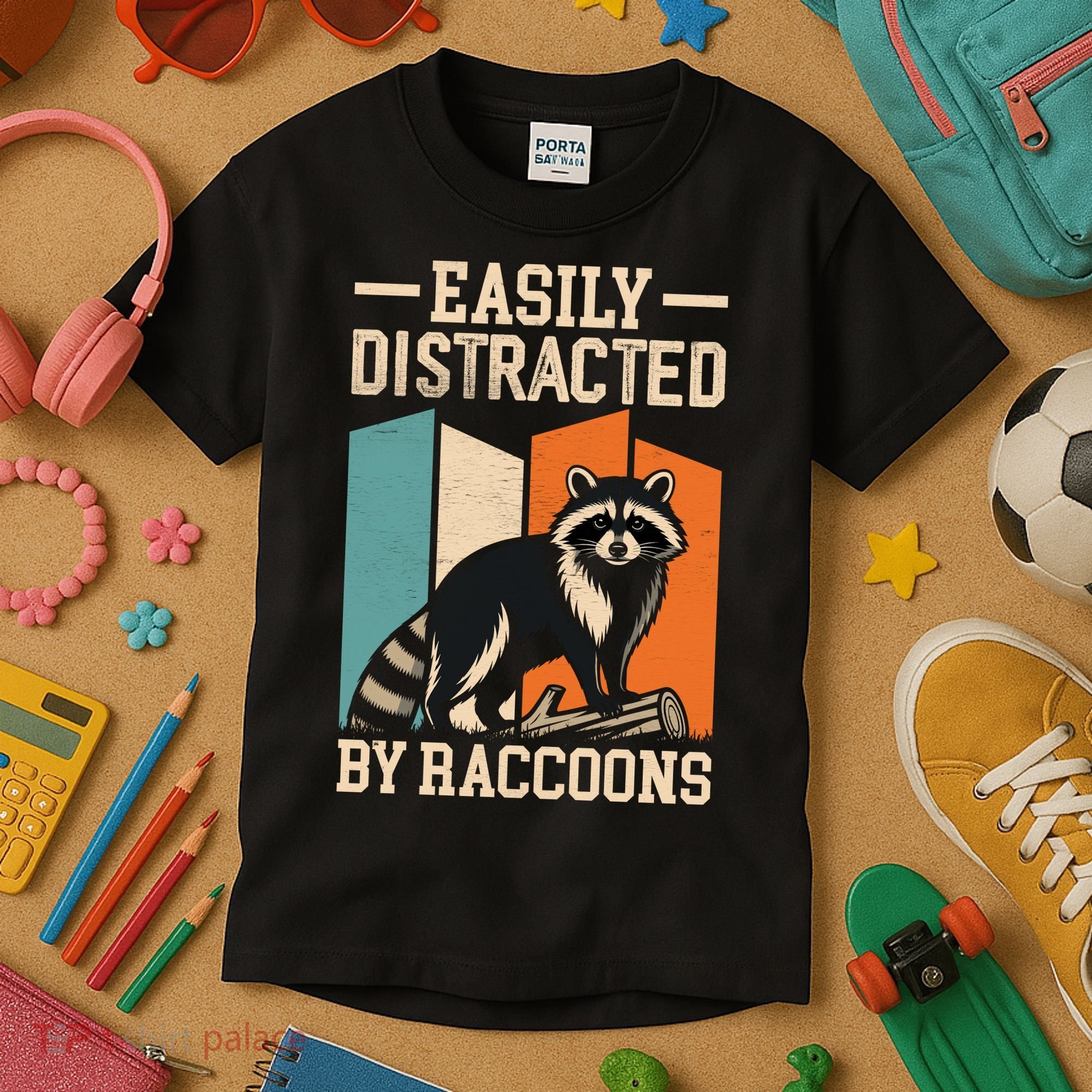 Easily Distracted by Raccoons Funny Animal Lover Gift Kids T-Shirt