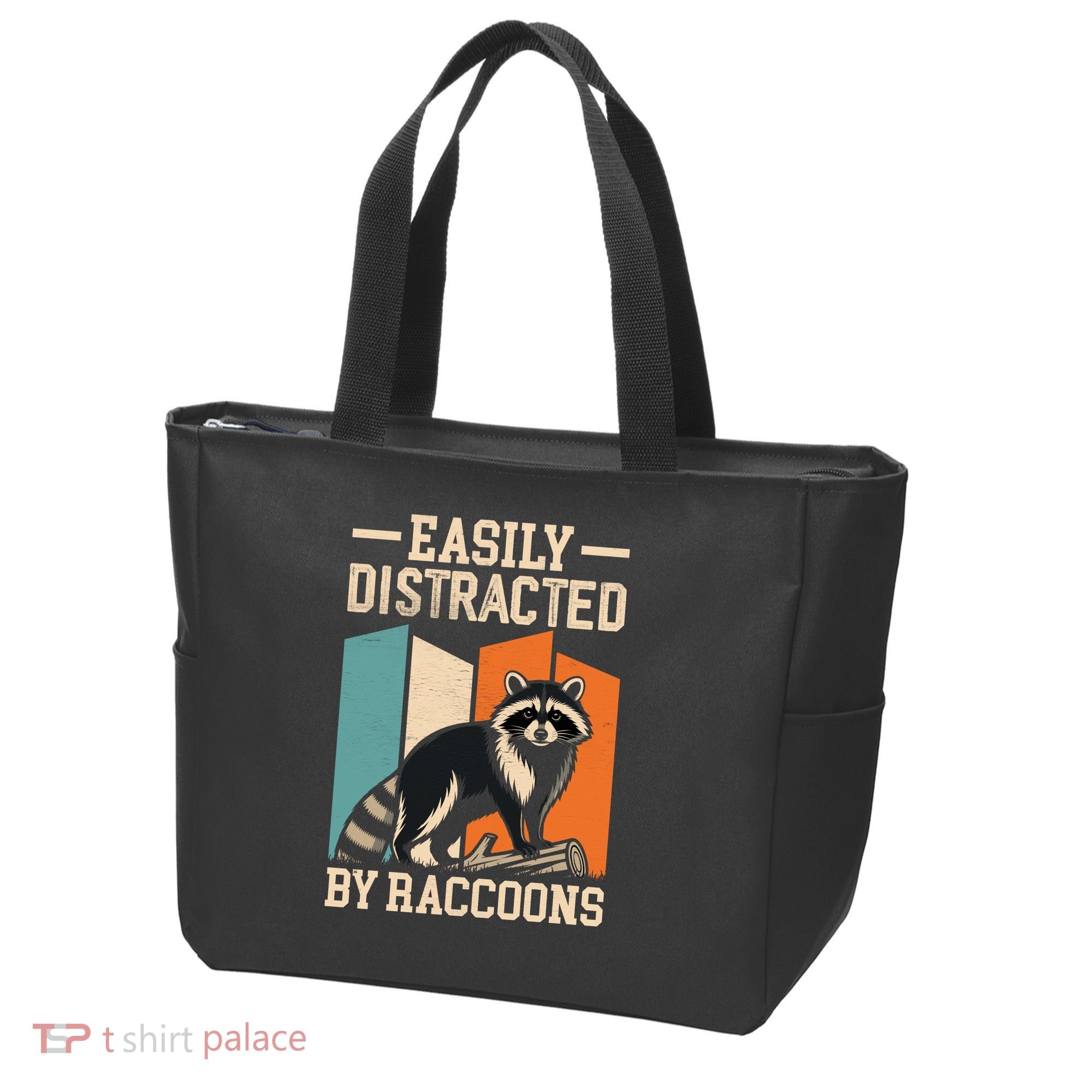 Easily Distracted by Raccoons Funny Animal Lover Gift Tote Bag