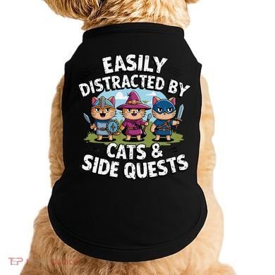 Easily Distracted By Cats Side Quests Gamer Rpg Cats Knight Doggie Tank