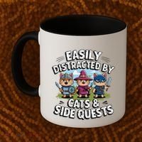 Easily Distracted By Cats Side Quests Gamer Rpg Cats Knight Coffee Mug thumb 2