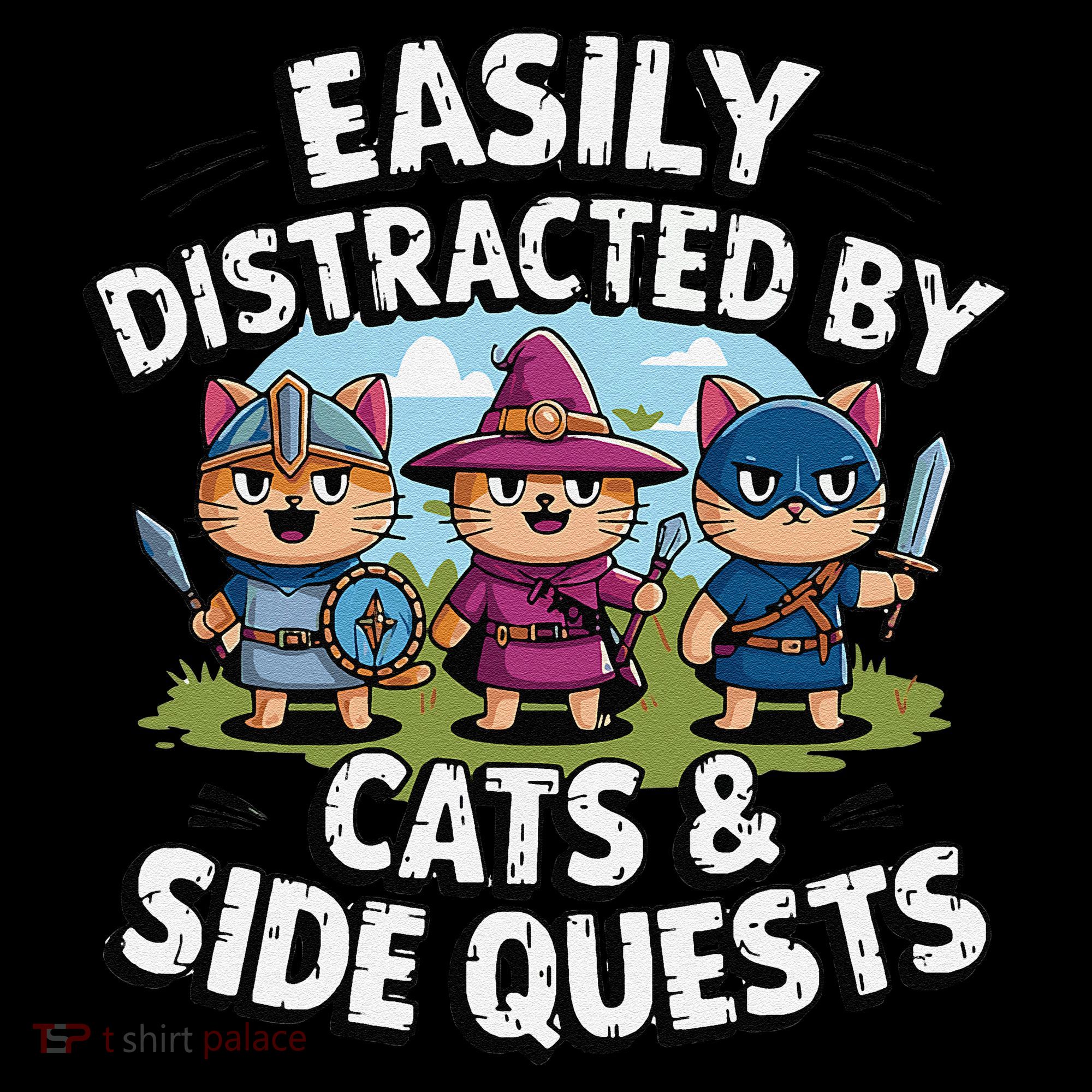 Easily Distracted By Cats Side Quests Gamer Rpg Cats Knight Coffee Mug
