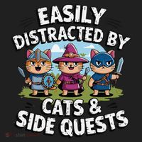 Easily Distracted By Cats Side Quests Gamer Rpg Cats Knight Beanie thumb 2
