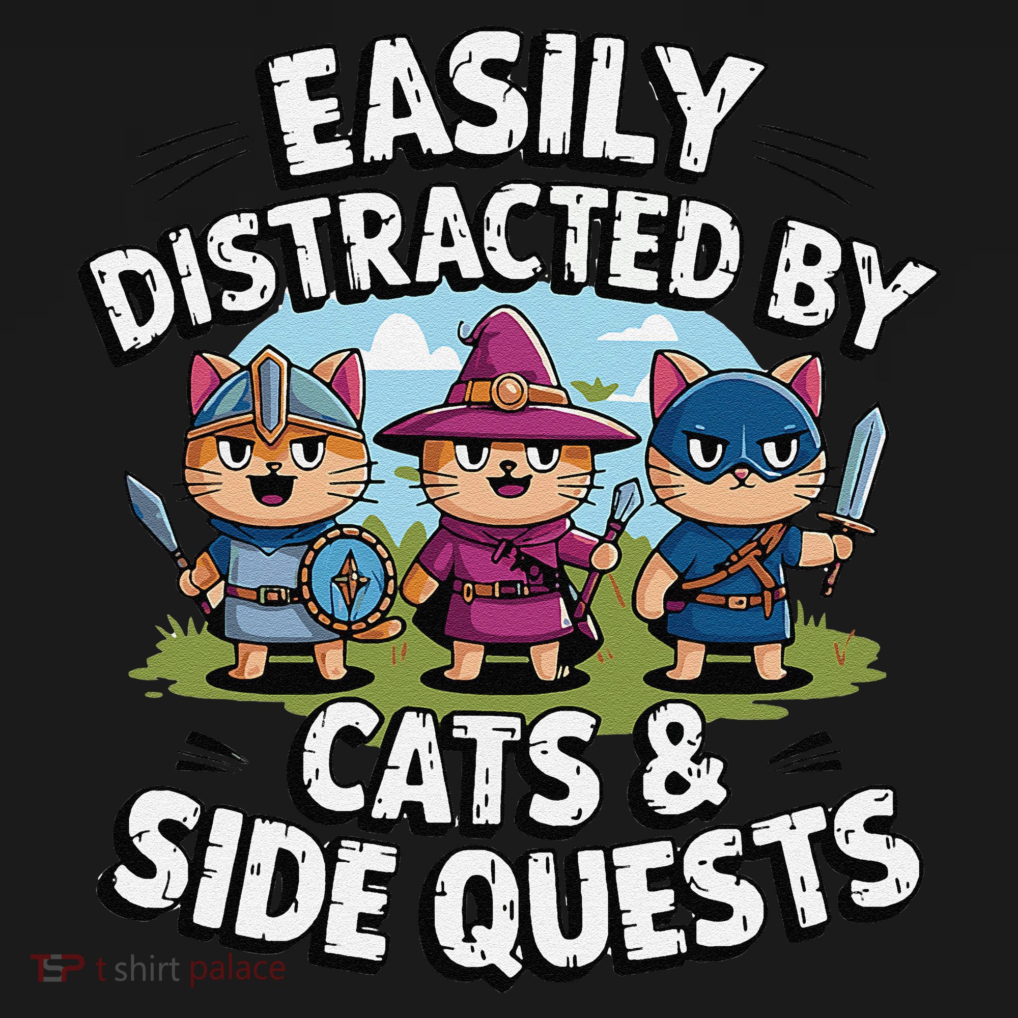 Easily Distracted By Cats Side Quests Gamer Rpg Cats Knight Women's Hoodie