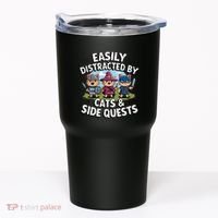Easily Distracted By Cats Side Quests Gamer Rpg Cats Knight Tumbler thumb 0