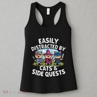 Easily Distracted By Cats Side Quests Gamer Rpg Cats Knight Women's Tank Top thumb 3