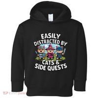 Easily Distracted By Cats Side Quests Gamer Rpg Cats Knight Toddler Hoodie thumb 0