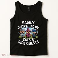 Easily Distracted By Cats Side Quests Gamer Rpg Cats Knight Tank Top thumb 2