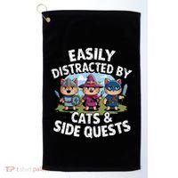 Easily Distracted By Cats Side Quests Gamer Rpg Cats Knight Golf Towel thumb 0