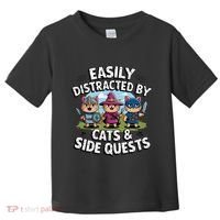 Easily Distracted By Cats Side Quests Gamer Rpg Cats Knight Toddler T-Shirt thumb 0