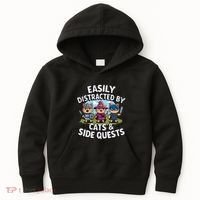 Easily Distracted By Cats Side Quests Gamer Rpg Cats Knight Kids Hoodie thumb 0