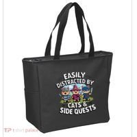 Easily Distracted By Cats Side Quests Gamer Rpg Cats Knight Tote Bag thumb 2