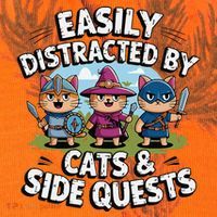 Easily Distracted By Cats Side Quests Gamer Rpg Cats Knight Kati Licensed 12" Camo Cuffed Beanie thumb 2