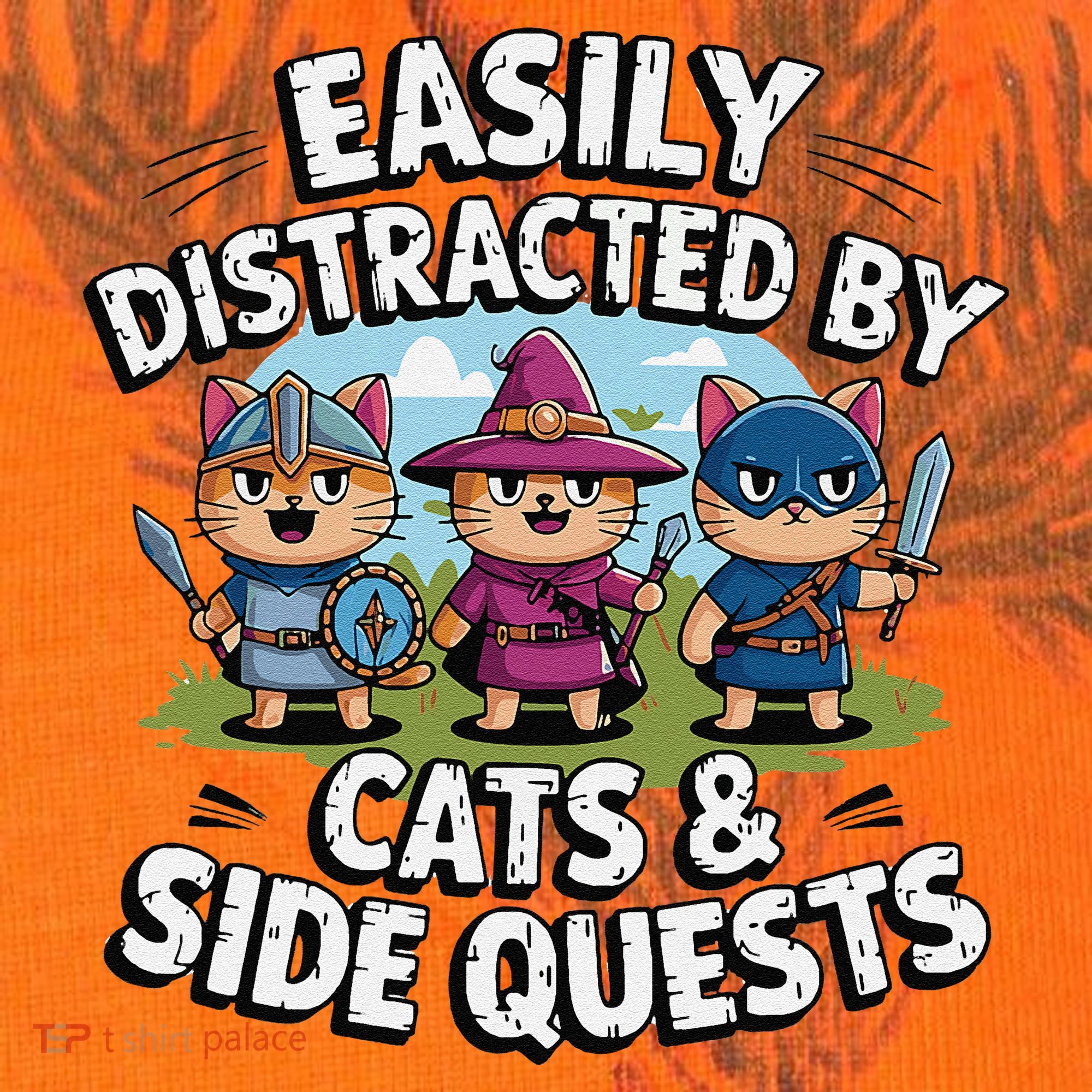 Easily Distracted By Cats Side Quests Gamer Rpg Cats Knight Kati Licensed 12" Camo Cuffed Beanie