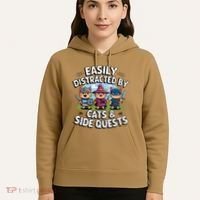 Easily Distracted By Cats Side Quests Gamer Rpg Cats Knight Hoodie thumb 5