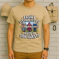 Easily Distracted By Cats Side Quests Gamer Rpg Cats Knight T-Shirt thumb 6