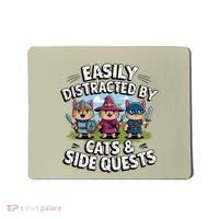 Easily Distracted By Cats Side Quests Gamer Rpg Cats Knight Mousepad thumb 0