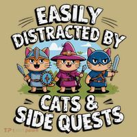 Easily Distracted By Cats Side Quests Gamer Rpg Cats Knight Mousepad thumb 1
