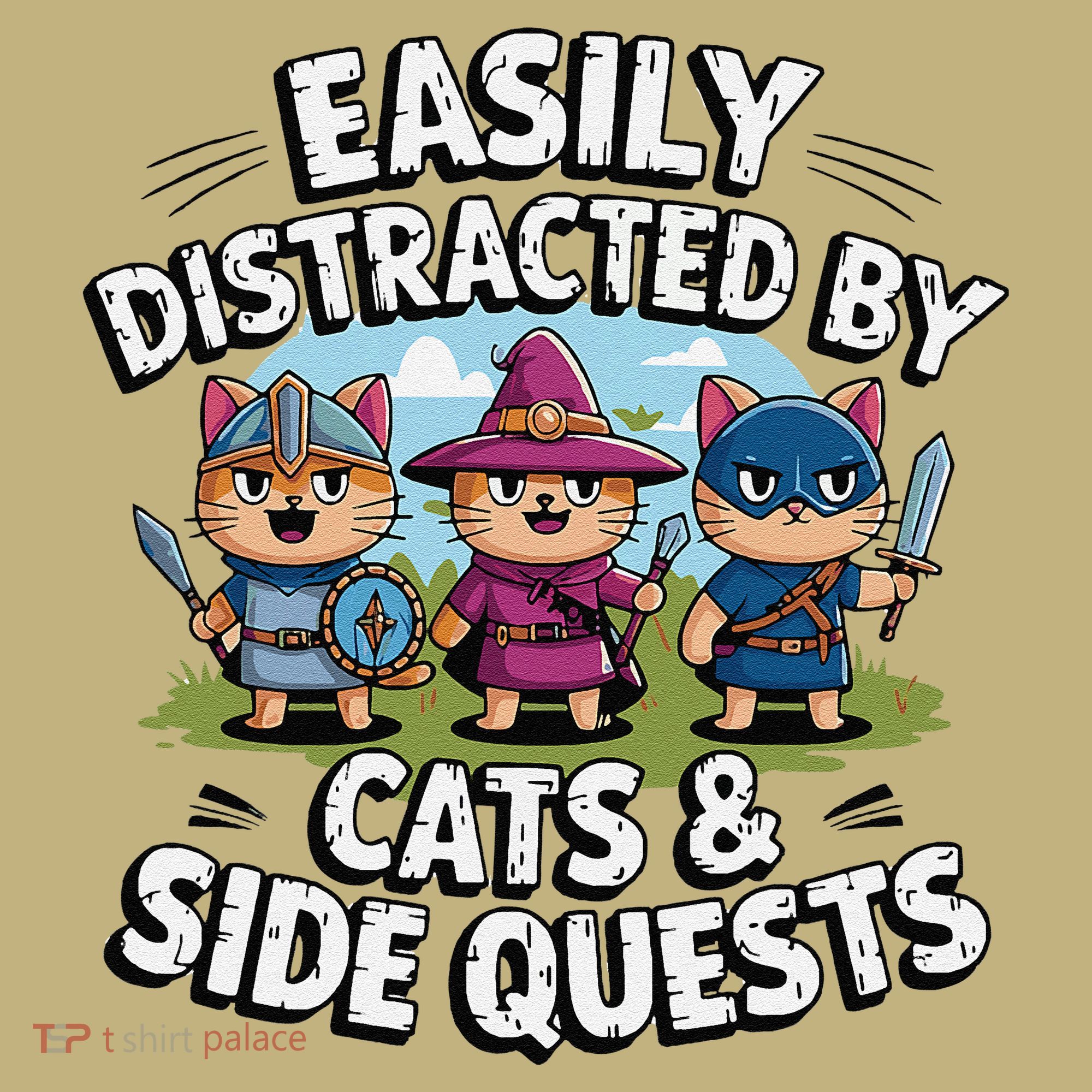 Easily Distracted By Cats Side Quests Gamer Rpg Cats Knight Mousepad