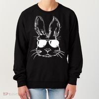 Easter Day Bunny Face With Sunglasses Easter Women's Sweatshirt thumb 0