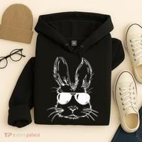 Easter Day Bunny Face With Sunglasses Easter Hoodie thumb 4