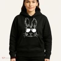Easter Day Bunny Face With Sunglasses Easter Hoodie thumb 5