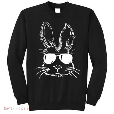 Easter Day Bunny Face With Sunglasses Easter Sweatshirt