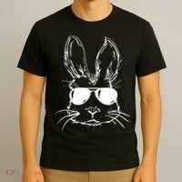 Easter Day Bunny Face With Sunglasses Easter T-Shirt thumb 3