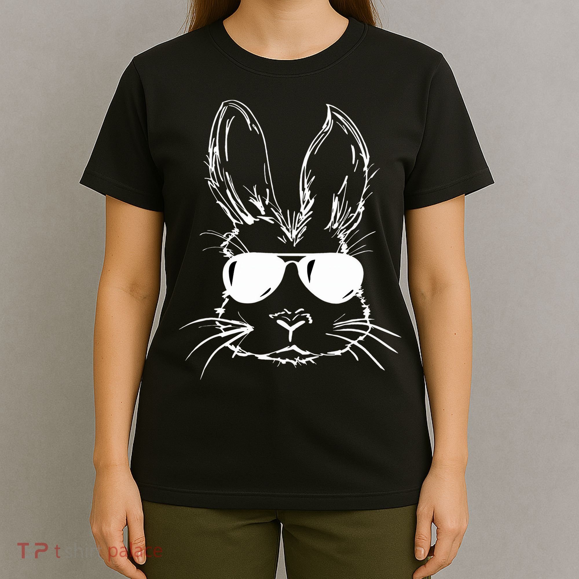 Easter Day Bunny Face With Sunglasses Easter T-Shirt