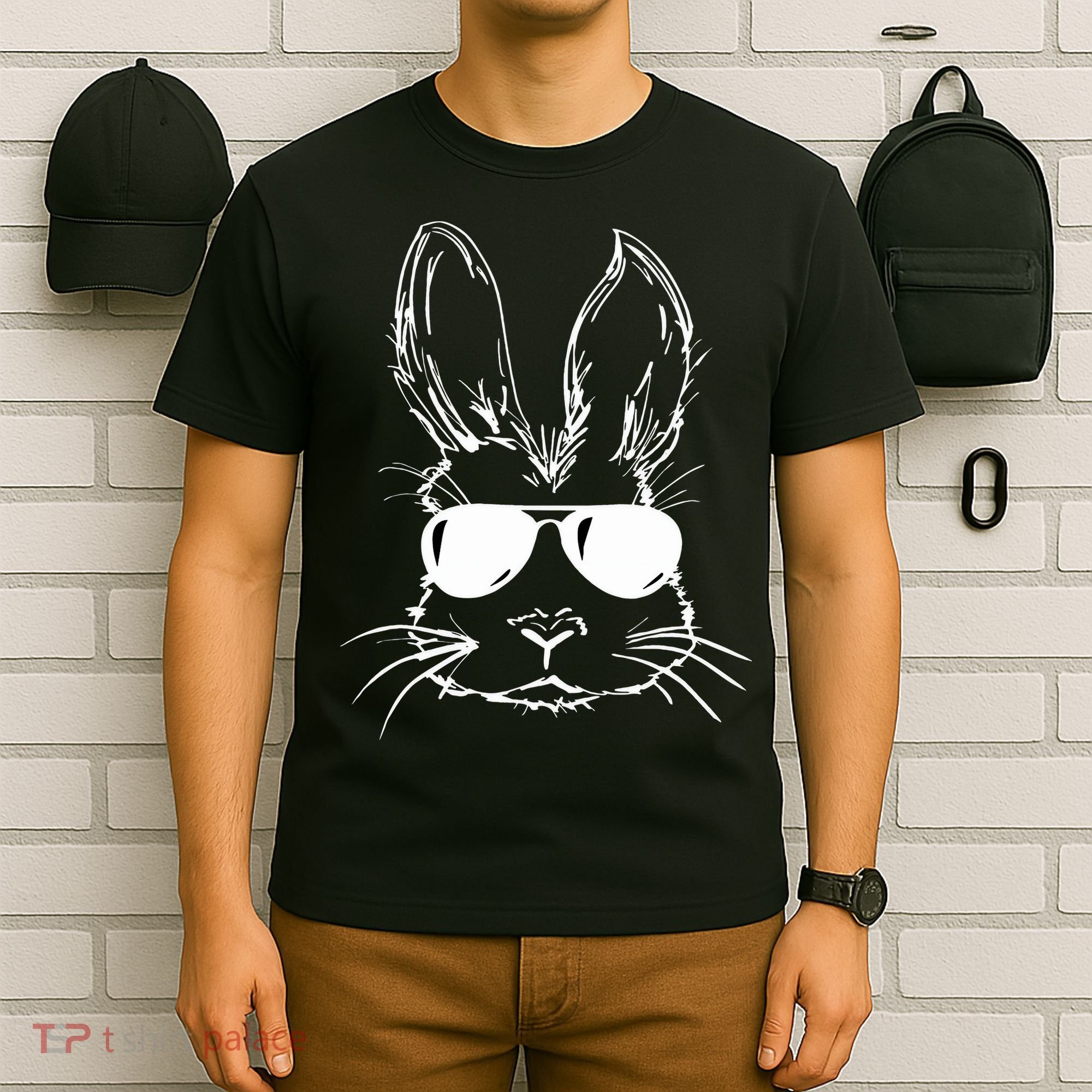 Easter Day Bunny Face With Sunglasses Easter T-Shirt