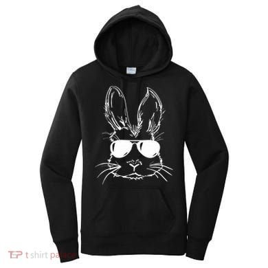 Easter Day Bunny Face With Sunglasses Easter Women's Hoodie