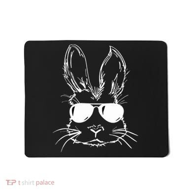 Easter Day Bunny Face With Sunglasses Easter Mousepad