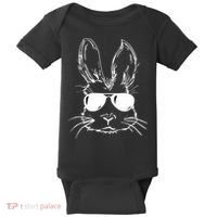 Easter Day Bunny Face With Sunglasses Easter Baby Bodysuit thumb 0