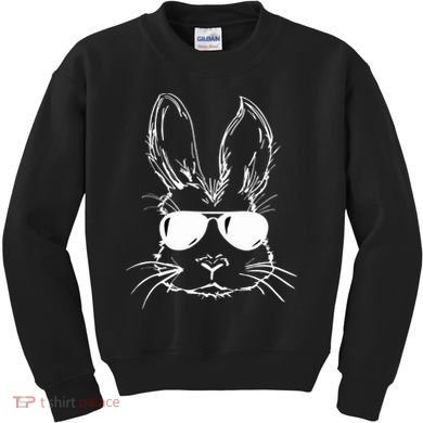 Easter Day Bunny Face With Sunglasses Easter Kids Sweatshirt