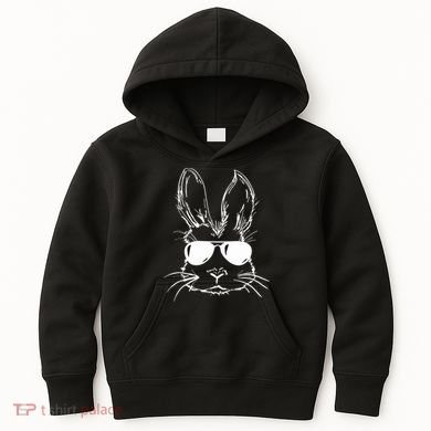 Easter Day Bunny Face With Sunglasses Easter Kids Hoodie