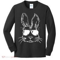 Easter Day Bunny Face With Sunglasses Easter Kids Long Sleeve Shirt thumb 0
