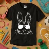 Easter Day Bunny Face With Sunglasses Easter Kids T-Shirt thumb 3