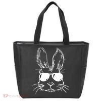 Easter Day Bunny Face With Sunglasses Easter Tote Bag thumb 0