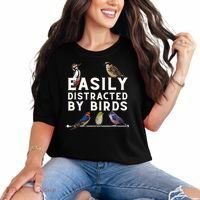 Easily Distracted By Birds Funny Bird Lover Birdwatching Comfort Colors T-Shirt thumb 0